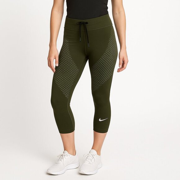 Nike Zonal Strength 3/4 Compression Training Tights Olive Green M Running Gym - Picture 4 of 15